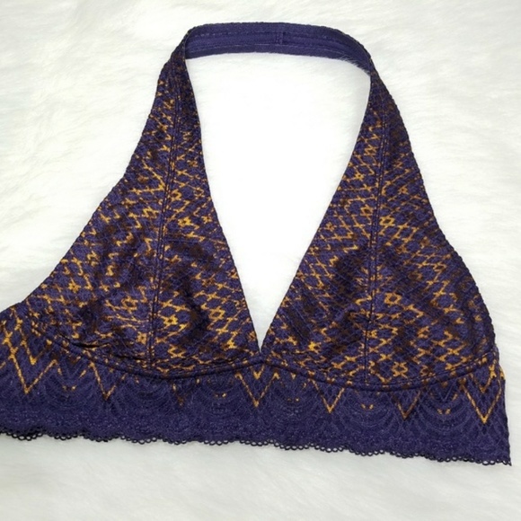 Free People Sinking Ships Lace Halter Bra Purple S - Picture 4 of 6